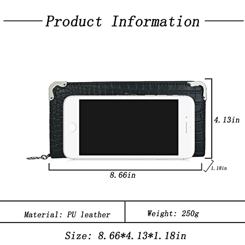 Goth Wallet Skull Clutch Bag PU Leather Gothic Purse (Black-1)2