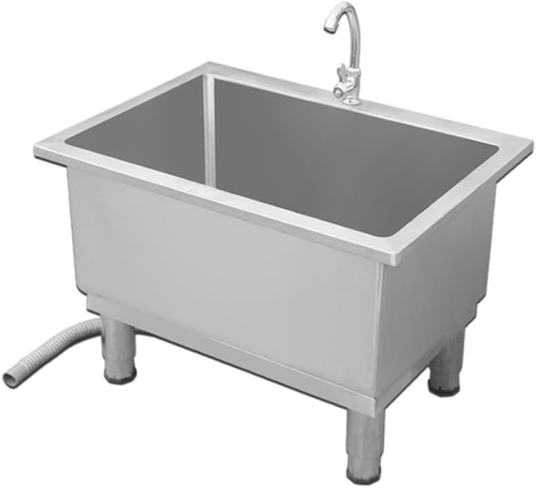 Commercial Floor Mount Mop Sink, Stainless Steel Mop Sink Service Basin Household Mop Buckets, Freestanding Wash Station Utility Sink For Bathroom (Color : Silver, Size : 23.6x19.7x19.7in)