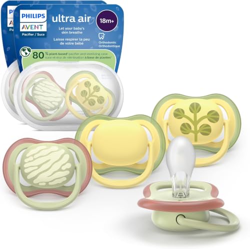 Image of Philips Avent Ultra Air Pacifiers - Orthodontic Design, for Babies 18 Months+, Extra-Firm Silicone Symmetrical Nipple, BPA-Free, with 2 Sterilizing Cases, 48 Pack, SCF349 /55