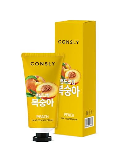 CONSLY_Peach Hand Essence Cream, Intensive Moisturizer for Dry and Dehydrated Hands, Lightweight Formula for Soft and Smooth Skin