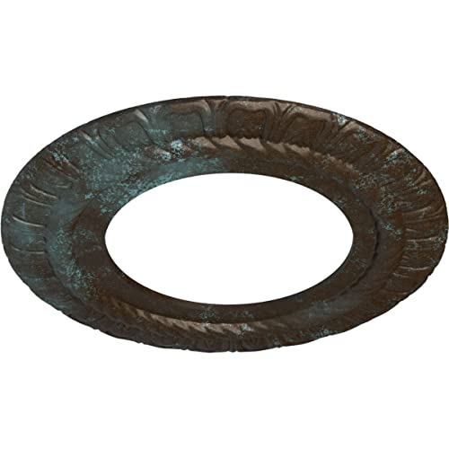 Image of Ekena Millwork CM10CLBBS 10 5 /8 inchOD X 5 3 /4 inchID X 1 /2 inchP Claremont Ceiling Medallion Fits Canopies Up to 7 inch, Bronze Blue Patina