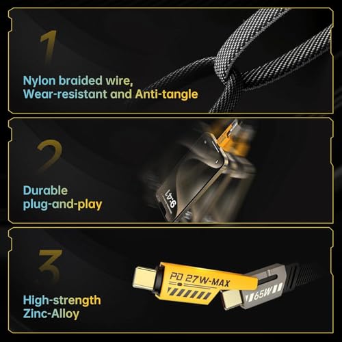 Image of Butee Original 4 in 1 65W Multi-Function Super Fast USB C Cable, Gold Plated 27W USB C to Lightning Cable, Compatible with MacBook Pro, iPhone 15 14 13 12 Series /S /A /M /F /Z /Note Series