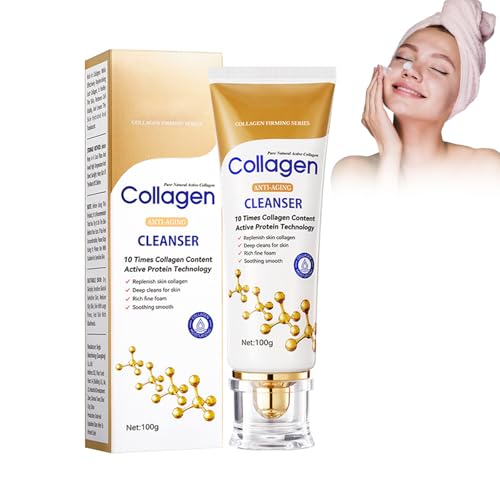 Rostblant Limpiador Facial, Collagen Anti-Wrinkle Cleanser, Espuma Limpiadora de Poros, Limpiador Facial, Ácido Hialurónico, Glicerina, Para Doble Limpieza, Limpieza Facial Profunda Intensiva
