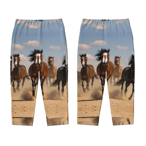 Pajama Pants Pajama Bottoms with Elastic Waistband Sleepwear Lounge Pants, Running Horse3