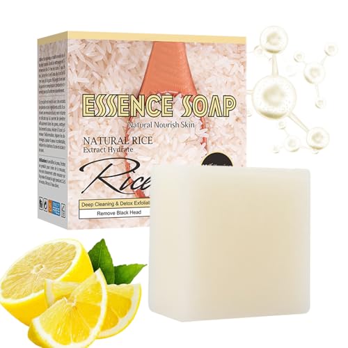 Skin Brightening Soap, Rice Milk Moisturizing Soap Bar, 2.17x2.17x1.14 Inches Moisturizing & Nourishing Cleanse, Cleaning Supplies for Dad, Friends, Family, Wife and Husband