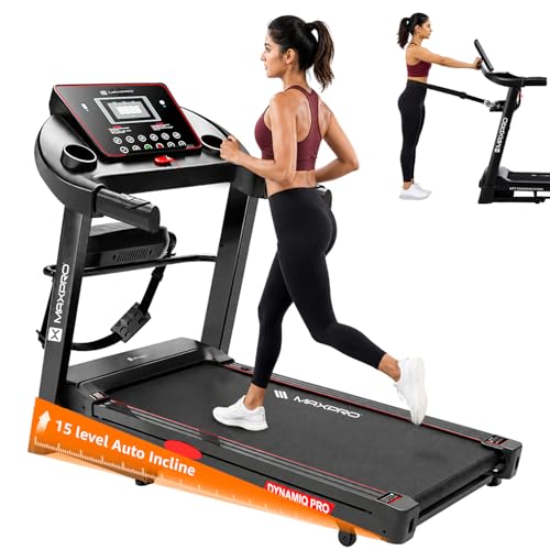 Image of Maxpro Dynamiq Pro 5.5 Hp Peak BLDC Motor |18km /h Speed |15 Level Motorized Incline |130Kg User Weight |Auto Incline Hydraulic Foldable Multifunction Treadmill for Home use