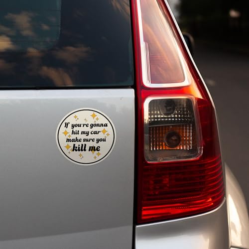 Image of If You're Gonna Hit My Car Make Sure You Kill Me Bumper Stickers, Car Decal Cute Stickers for GenZ, Funny Stickers for Adults Meme Decal, Gift Stickers for Adults Ladies, Size 5 inch