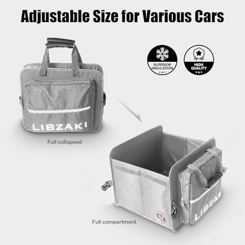 Image of LIBZAKI Car Trunk Storage Organizer, Collapsible Trunk Storage Box for Car Truck SUV-Gray