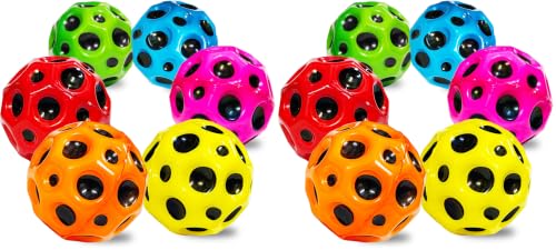 Image of VGRASSP Super Bouncy Rubber Moon Ball Toy for Kids and Adults with Craters - High Bounce, Textured Grip, Perfect for Playtime Fun - Return Gift Foam Ball, Multicolor (Pack of 12)