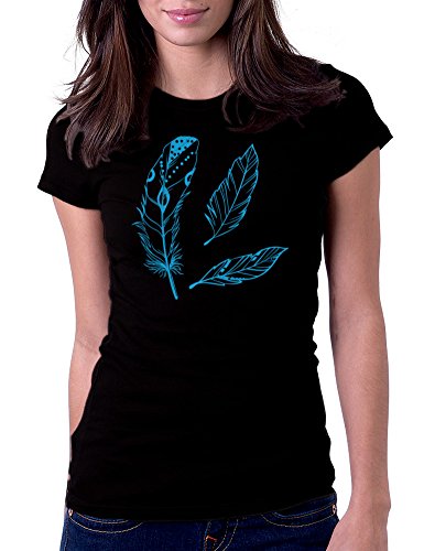 Gbond Apparel Feathers - Womens Tee T-Shirt, Medium, Black