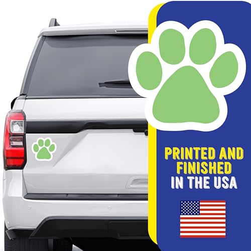 Image of Magnet Me Up Light Green Paw Print Car Magnet - 5 inchx5 inch Heavy-Duty Weatherproof Vinyl, Magnetic Decal, Pet Lover Gift, Animal Rescue Support, Car, Fridge, Locker Decoration, Made in USA | Heavy duty magnetic decal for car, truck, SUV or fridge, full color UV printed