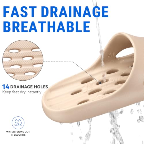 Image of Aoowoll Mens Shower Shoes With Holes Dry Quickly Bath Slippers Womens Non Slip Indoor Home Bedroom Pool Spa Guest College Dorm