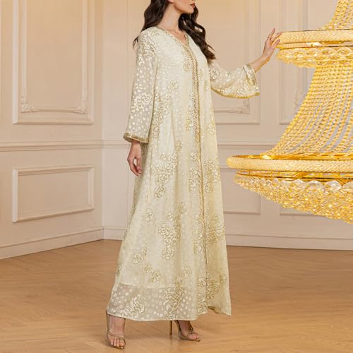 Robe longue brodée à ouverture devant pour un ajustement parfait en soirée - 5