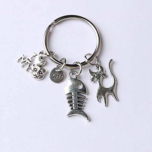 Preisvergleich Produktbild JLZK 1Pcs Fischknochenzauber Katze Schlüsselbund Haustier Memorial Geschenk Für Katzenliebhaber Ich Liebe Meine Katze