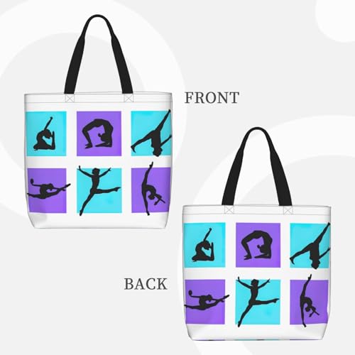 Large Capacity Shoulder Bag with Zipper,Reusable Grocery Gymnastics Game Print Tote Bag for Shopping3