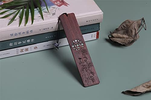 DOSYEN Wooden Bookmark, Handmade Carving Natural Wooden Bookmarks Bookmarks Gift Set with Exquisite Tassels, Festive Gifts for Students, Family and Friends 1 Set of 2 Pcs