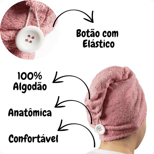 Touca Banho Turbante Seca Rápido Prática Felpuda Mágica BRANCA