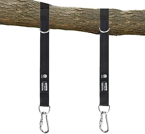 Tree Swing Hanging Strap - 5ft Swing Straps Outdoor Suspension Accessories Kit, Holds 2200lbs with Stainless Carabiners, Easy Installation, Perfect for Baby/Garden/Toddler Swing (Black)