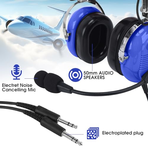 SVXSODA Aviation Headsets GA Headphone Noise Reduction for Pilot Trainees Beginner PPL Students Casual Flyers Flight Passengers Aviation Maintenance Ground Crew Flying Enthusiasts (629-A-BLUE) by SVXSODA - Used condition - Image 4