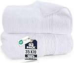 Utopia Towels Bath Sheets 2 Pack, 35x70 Inches, Extra Large Shower Towels, 100% Ring Spun Cotton, Soft and Absorbent, Bath Towel Large, Towel Set, White