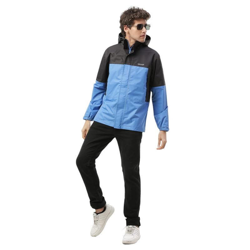 Image of Zeel Raingear Stylish Rain Jacket for Men Waterproof for Bike Riders with Adjustable Hood along with inner pockets,Waterproof Rainwear with Lightweight Polyester Jacket, ZRR011