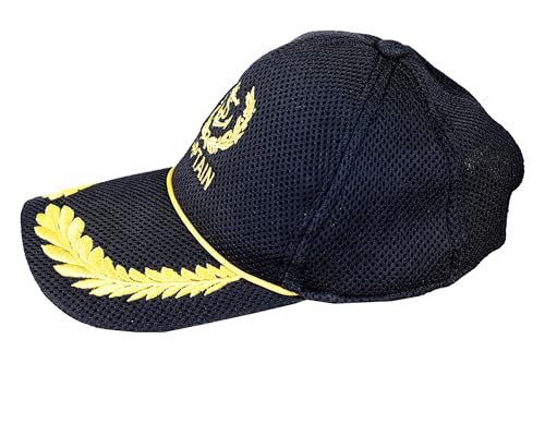 Image of Adjustable Caps | Uniform Accessory | Free Size Unisex Hat | Baseball Hats | Durable & Lightweight Comfortable Cap | Hat with Gold Embroidery Merchant Navy Cap