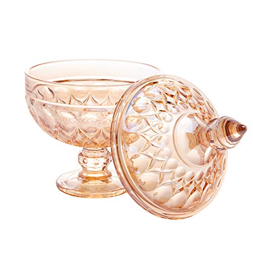 POTICHE DECORATIVO CRISTAL C/PÉ ANGEL ÂMBAR 15x24cm