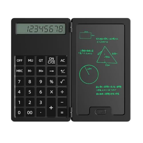 WANGCL Taschenrechner mit Schreibblock, löschbar, LCD-Schreibtablett, tragbarer USB-Mini-Taschenrechner für Büro, Schule, Schwarz