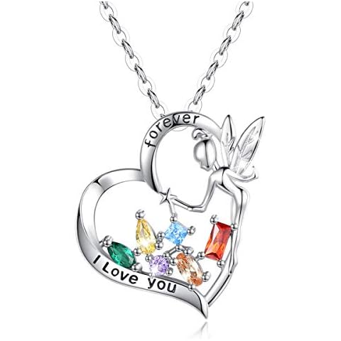 Silver Heart Necklace For Women AEONSLOVE I Love You Forever Guardian Angel Chakra Healing Crystals Pendant Yoga Jewellery Spiritual Gifts For Girlfriend Women Her Girls Birthday Christmas Cover