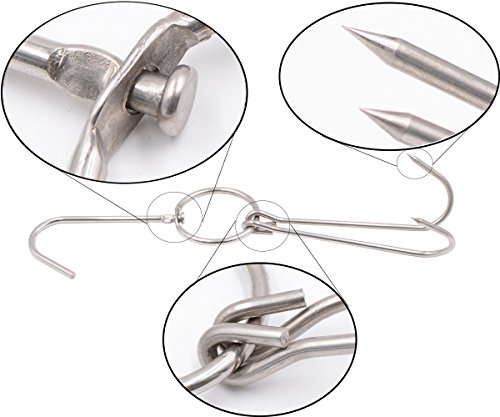 Alele Double Hooks,2Pack Meat Hooks Poultry Roasting Hooks Butcher Hook Processing Meat Hook Stainless Steel Rotary Device Slaughtering Barbecue #TOP2
