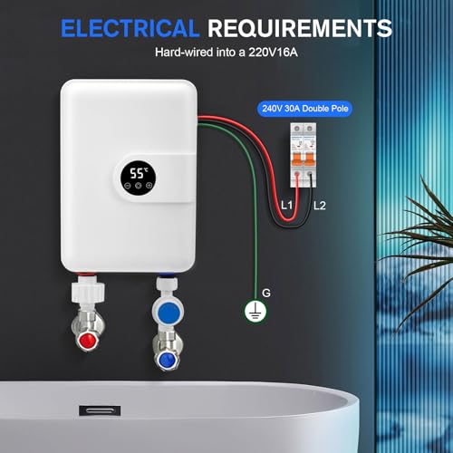 Chauffe-eau instantané électrique 5.5KW avec douche pour une eau chaude continue