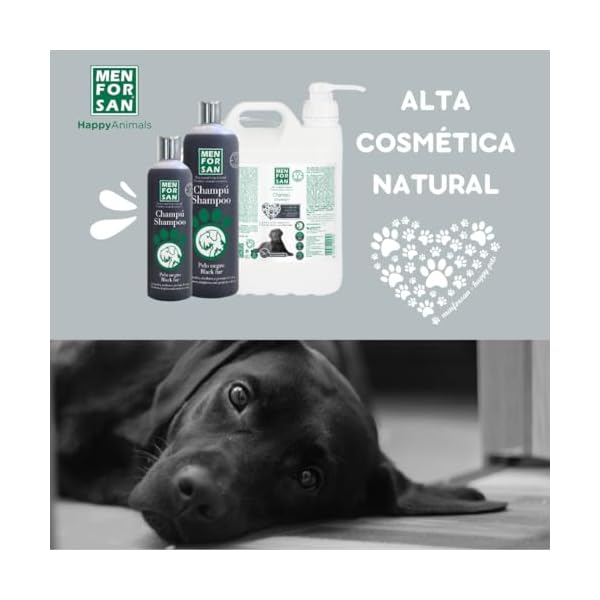 MENFORSAN Schwarzes Shampoo für Hunde | Farbintensivierer | Glanzverstärker | Entfernt Orangetöne | Tiefgehende Feuchtigkeitspflege | 1L – Bild 7