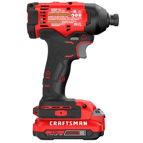 image for CRAFTSMAN Cordless 1/4 Impact Driver with 2 Ah Lithium Ion Battery, Ch