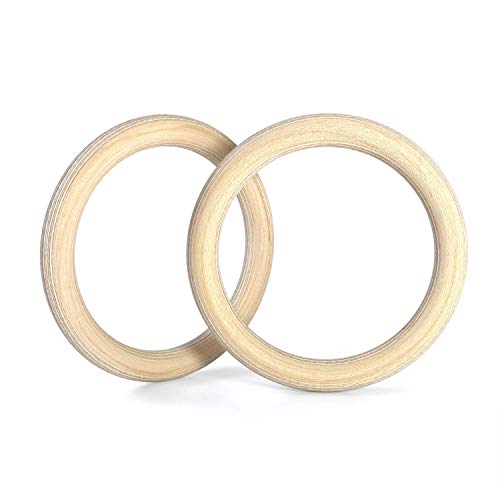 Double Circle 1.25 Inch Wood Gymnastics Rings, 32mm (Rings Only) by Double Circle - Used condition - US$22.48