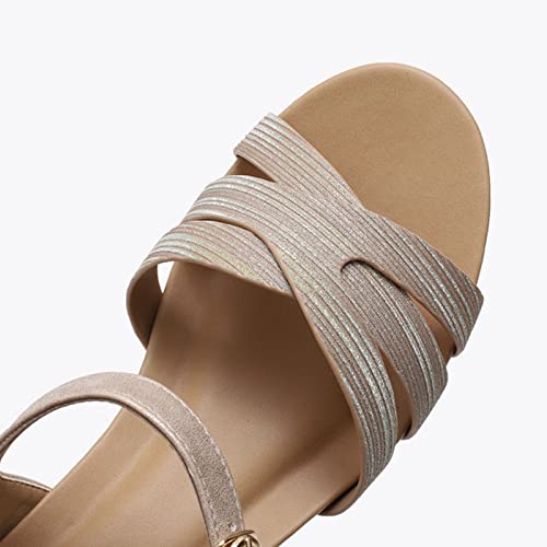 Sandals Summer Slope Heeled Sandals Women's Casual Medium Thick Heeled Sandals Sandal(C,39)4