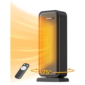 PELONIS Electric Heater, 2000W Energy Efficient Space Silent Room Heater, Portable Ceramic Fan Heaters, Thermostat 2 Settings 12H Timer, Overheat & Tip Over Protection, for Bedroom