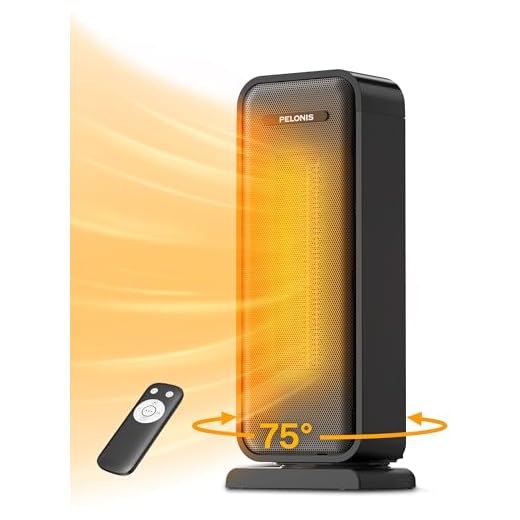 PELONIS Ventilador calefactor 2000W, con mando a distancia, de bajo consumo, calefactor cerámico portátil, 75° de oscilación, para cuartos de baño