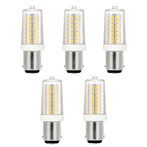 Cheopha Sewing Machine Light Bulb Bayonet, BA15D LED SBC B15, 4W Replace 15W 25W 35W Tungsten Halogen Bulb,110V-130V, Small Bayonet Base, 6000K Cool White for Sewing, Table Lamp, Wall Light Pack of 5