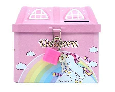 Image of Sajani Cute Cartoon Creative Portable Piggy Bank, Money Saving Box with Combination Lock, Mini Coin Bank Gifts for Boys and Girls, Best Return Gifts for Kids (Pack of 1) (Little House)