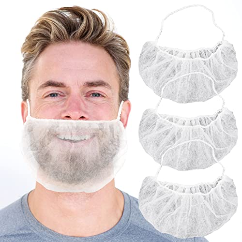 300 Pcs Disposable Beard Net With Elastic Bands Comfortable Protective Beard Nets For Men Food Service Disposable Breathable Beard Covers For Men Work Cooking Cleaning (White) #TOP13
