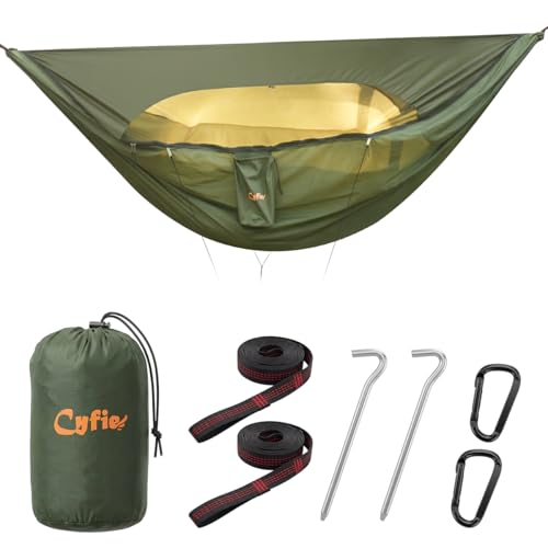 CYFIE Hamac avec moustiquaire et bâche – hamac Outdoor Ultra-léger et Portable – 290 x 140 cm, capacité de Charge 200 kg, Usage Multifonction pour la...