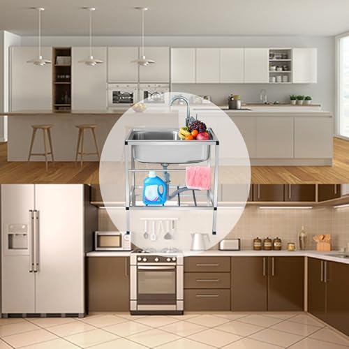 Évier utilitaire en acier inoxydable avec robinet au design épuré - 3