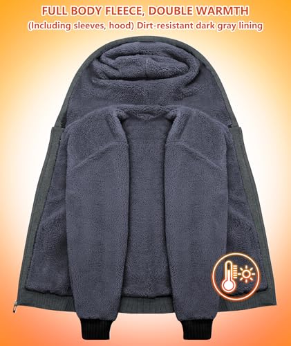 Image of GEEK LIGHTING Men's Fleece-Lined Zip Up Hoodie, Thick Hooded Jacket Winter Warm Athletic Sweatshirt