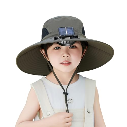 Wide Brim Solar Fan Hat for Kids, Solar Powered Fan Hat with USB Charging for Outdoor Activities