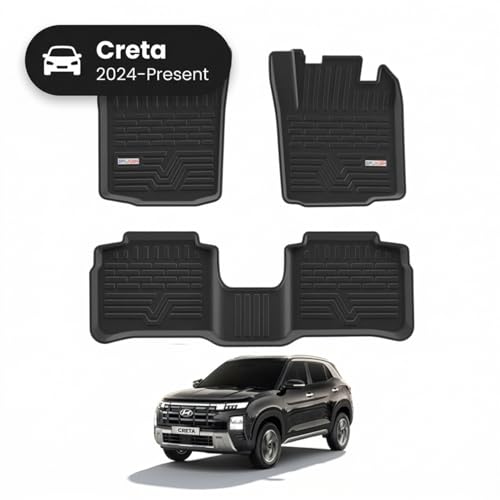Image of 3D TPE Car Floor Mat for Creta (2024 Onwards) Custom Fit, Heavy Duty & Anti-Slip Creta Floor Mat | Easy to Clean, All Weather Resistant, Waterproof & Dustproof Car Foot Mat