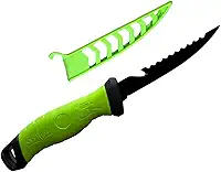 FACA FILETEIRA PARA PESCA 26,5CM LIGA DE TITANIUM COM BAINHA VERDE CAÇA CAMPING PESCADOR