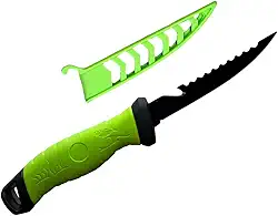 FACA FILETEIRA PARA PESCA 26,5CM LIGA DE TITANIUM COM BAINHA VERDE CAÇA CAMPING PESCADOR