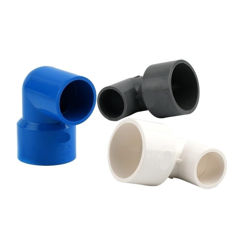 Conector de tubería de soldadura con disolvente métrico de 20,25,32,40,50,63 mm p/;vc 90°, codo reductor métrico solvente para acuario, estanque agrícola y jardín (63-25 mm, gris (2 piezas))