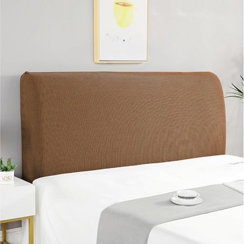 Image of Cotton Blend Moisture Wicking Bed Headboard Cover For King Size, Snug Fit Head Board Covers For Beds, Breathable And Washable Double Bed Back Cover, Universal Fit Headboard Slipcover (Brown)