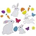Gel Charms Easter Window Clinks Mama Rabbit and 3 Bunnies Playing Easter Eggs, Butterfly and Flowers
